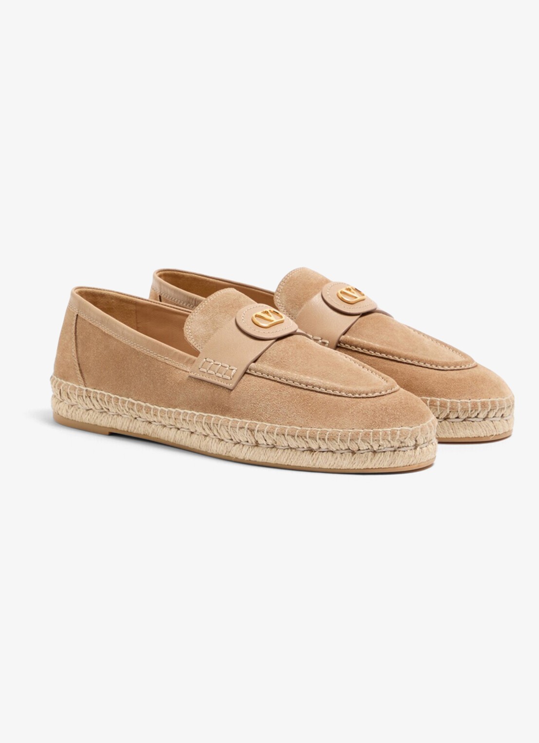 Valentino Garavani Palm Avenue espadrille van kalfssuède - detail 4 beige