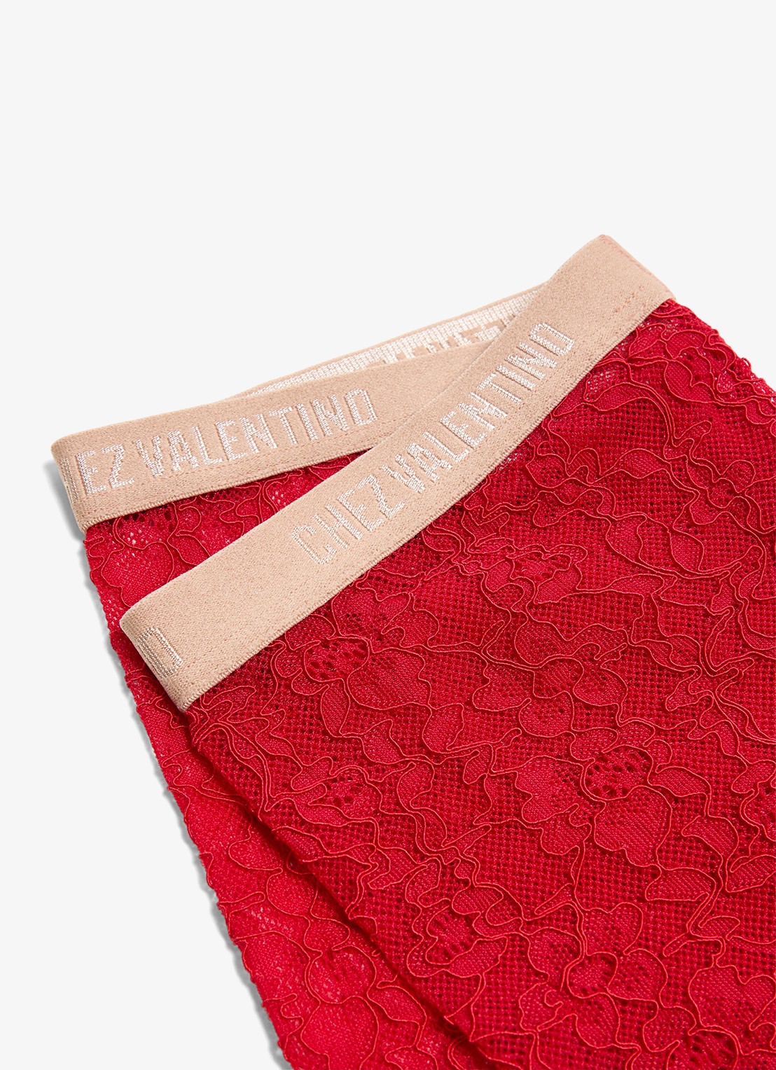 Valentino Garavani Panty van kant met logoband - detail 2 rood