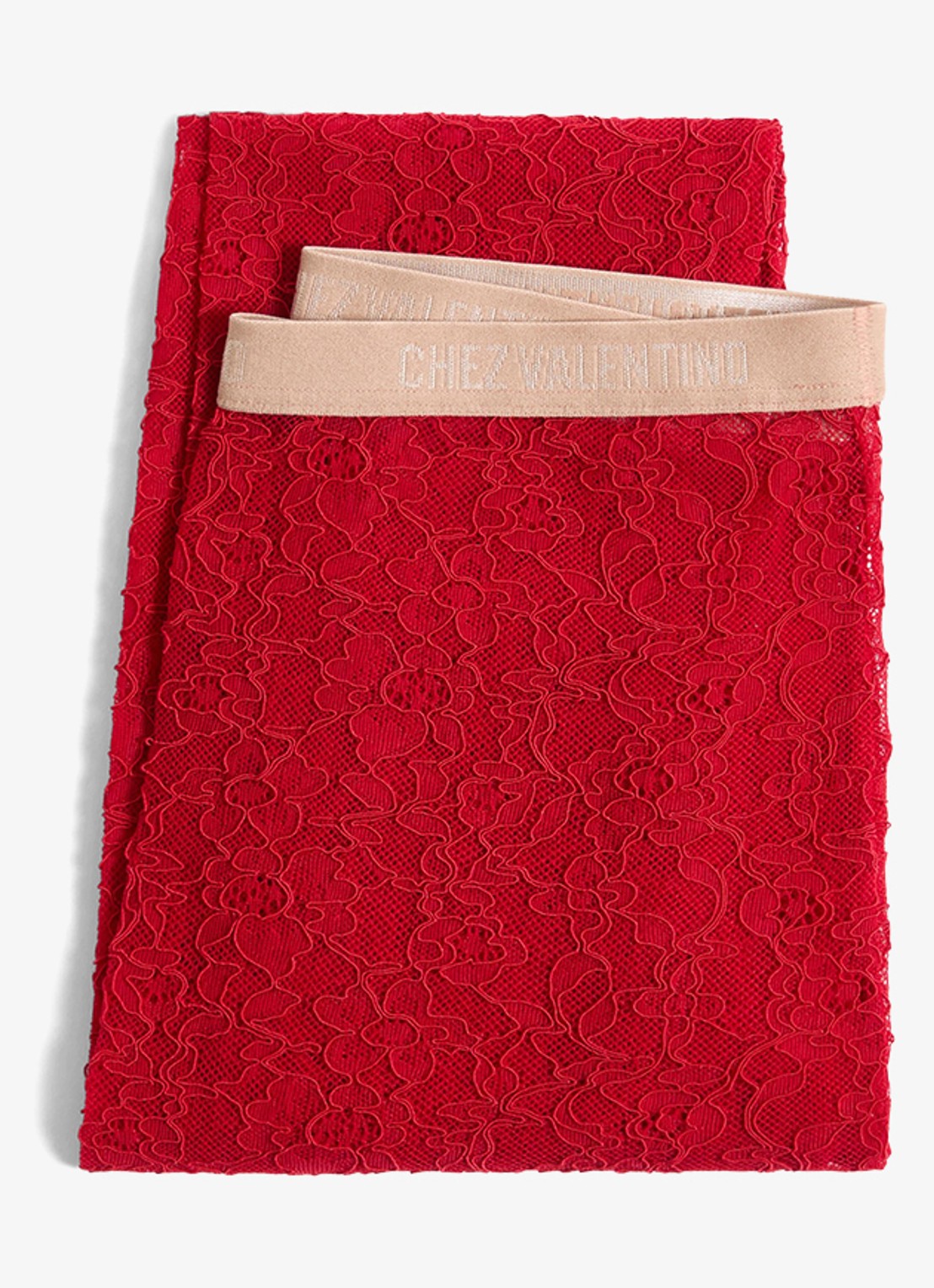 Valentino Garavani Panty van kant met logoband - voorkant 5 rood