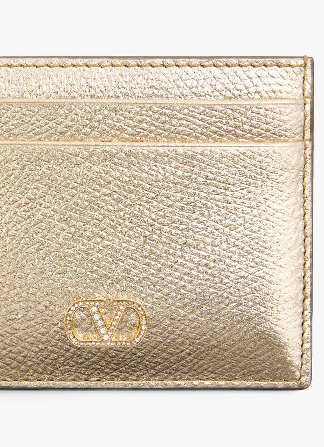 Valentino Garavani Pasjeshouder van kalfsleer met metallic finish - detail 4 goud