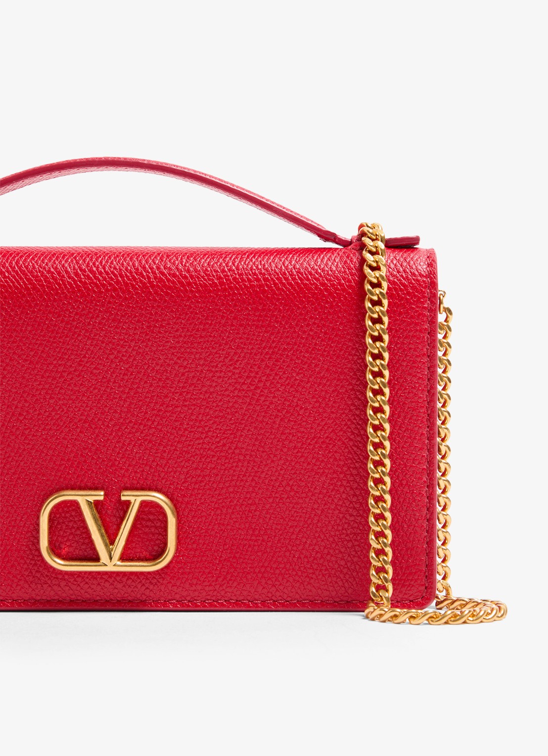 Valentino Garavani Portemonnee van kalfsleer met afneembare schouderriem - detail 5 rood