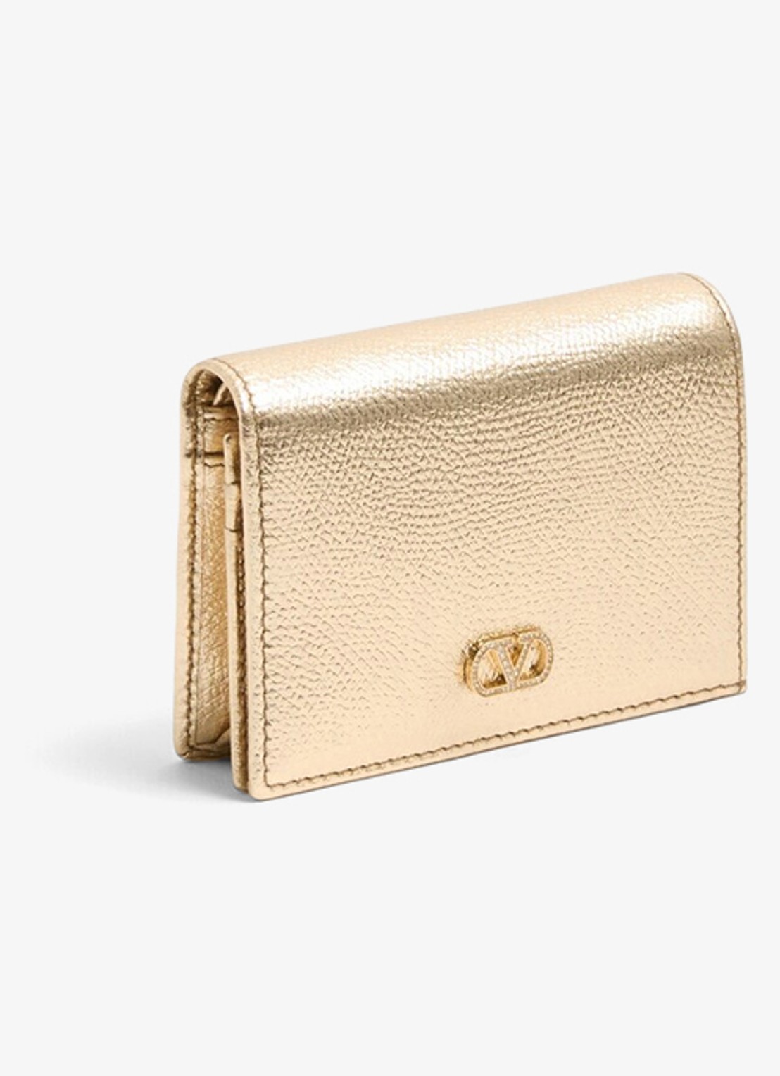 Valentino Garavani Portemonnee van kalfsleer met metallic finish - detail 3 goud