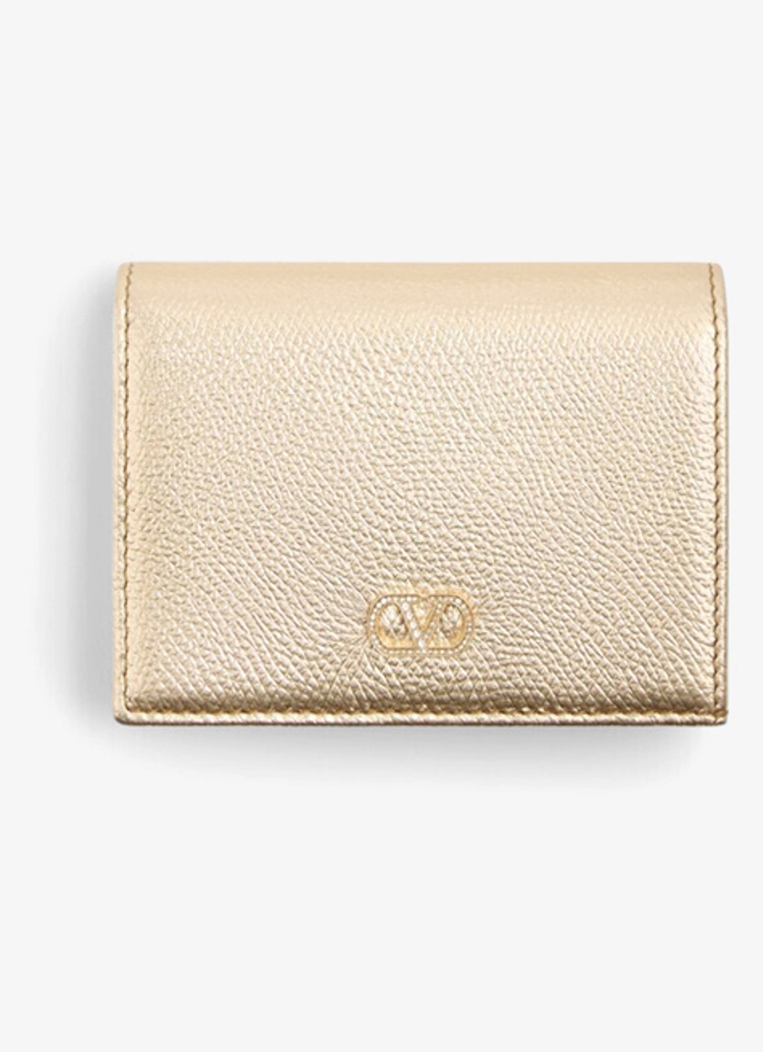 Valentino Garavani Portemonnee van kalfsleer met metallic finish - voorkant goud