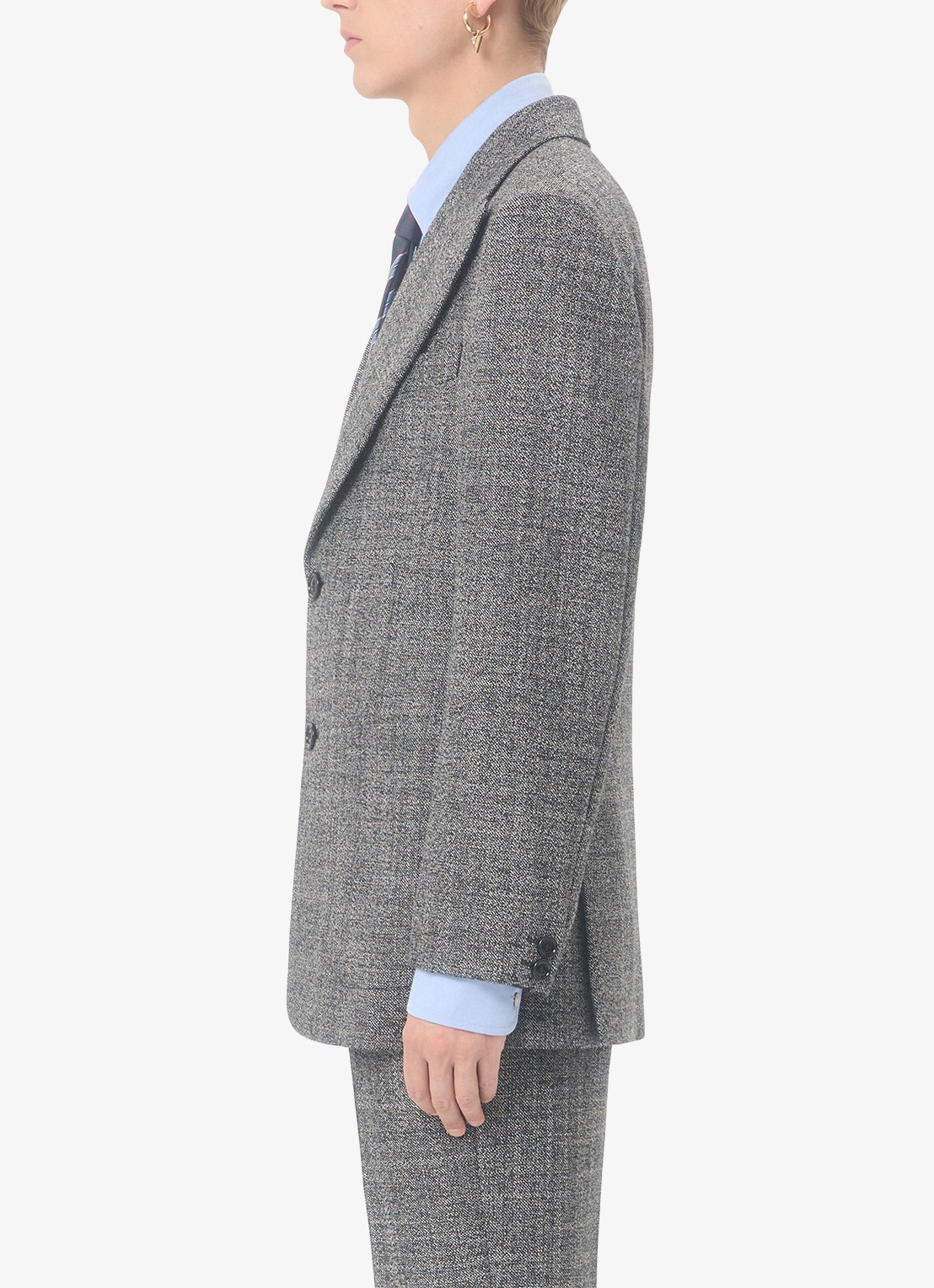 Valentino Garavani Regular fit colbert van scheerwol met gemêleerd dessin - detail 5 zwart