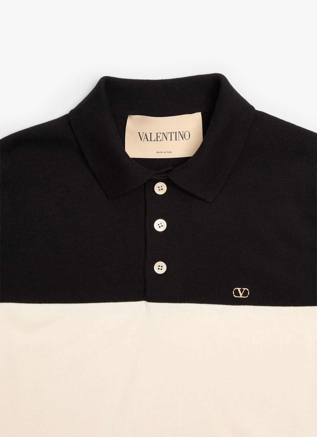 Valentino Garavani Regular fit fijngebreide polo van wol - detail 6 gebroken wit