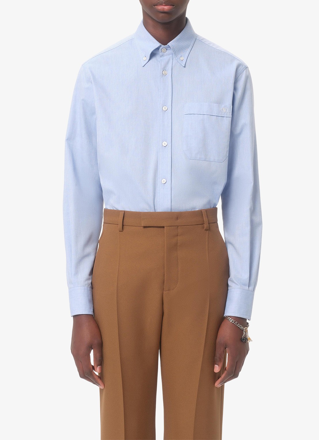 Valentino Garavani Regular fit overhemd met borstzak - detail 2 lichtblauw
