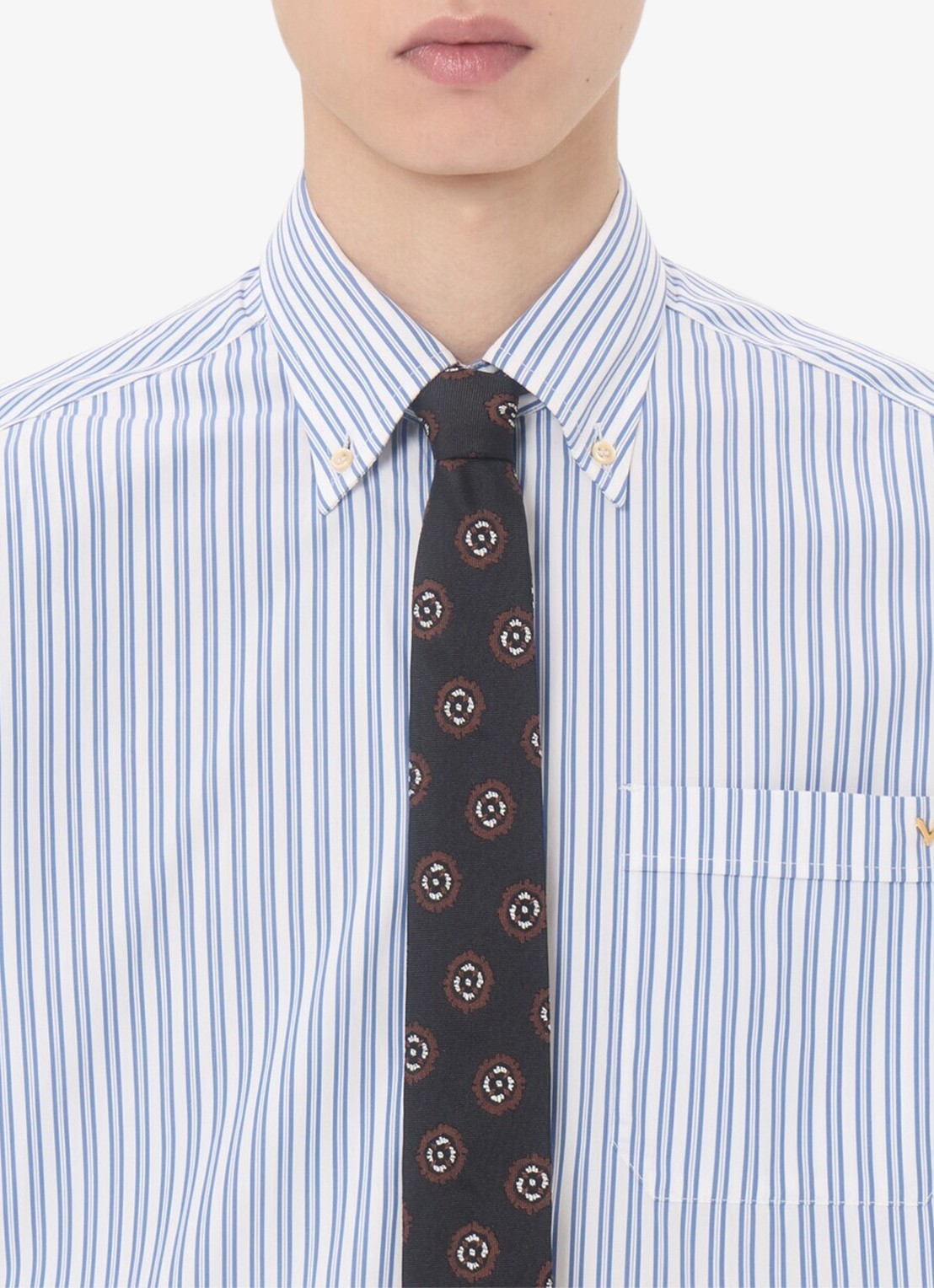 Valentino Garavani Regular fit overhemd met streepprint en borstzak - detail 4 blauw