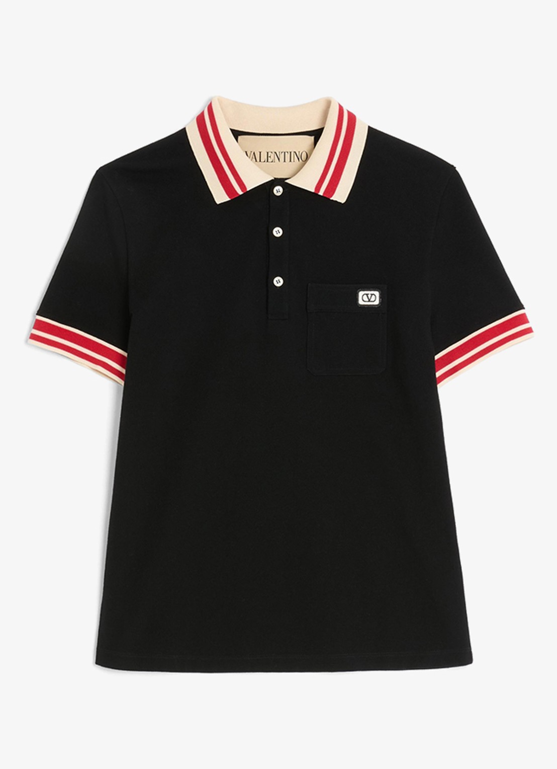 Valentino Garavani Regular fit polo met getipte boorden - voorkant zwart