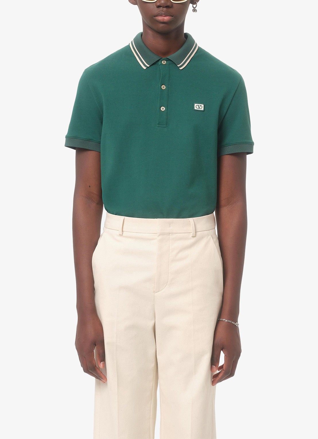 Valentino Garavani Regular fit polo met logo - detail 2 groen
