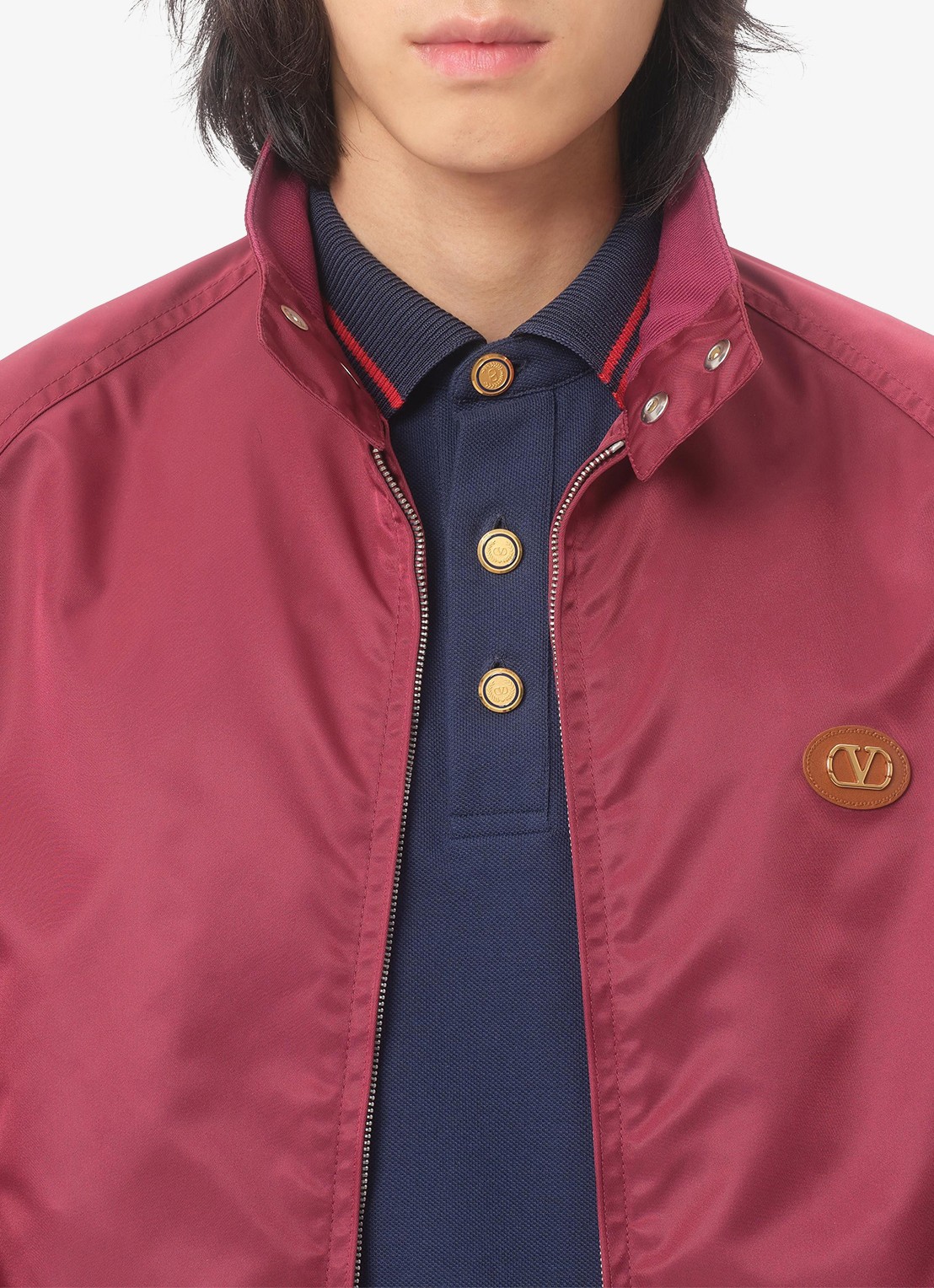 Valentino Garavani Regular fit polo met logoborduring - detail 3 donkerblauw