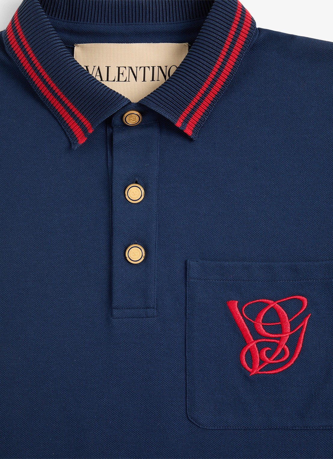 Valentino Garavani Regular fit polo met logoborduring - detail 4 donkerblauw