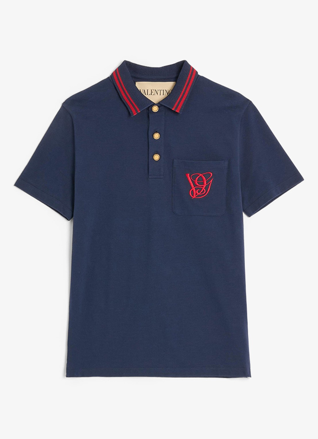 Valentino Garavani Regular fit polo met logoborduring - voorkant 5 donkerblauw