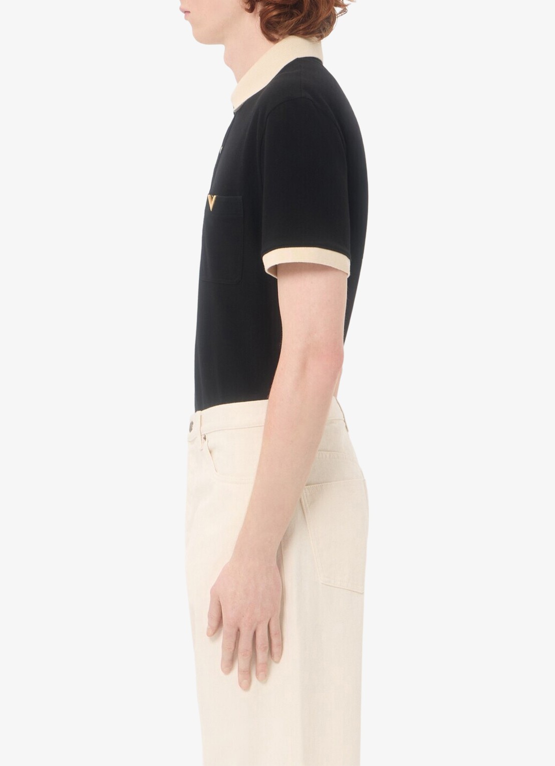 Valentino Garavani Regular fit polo van piqué katoen met borstzak - detail 5 zwart