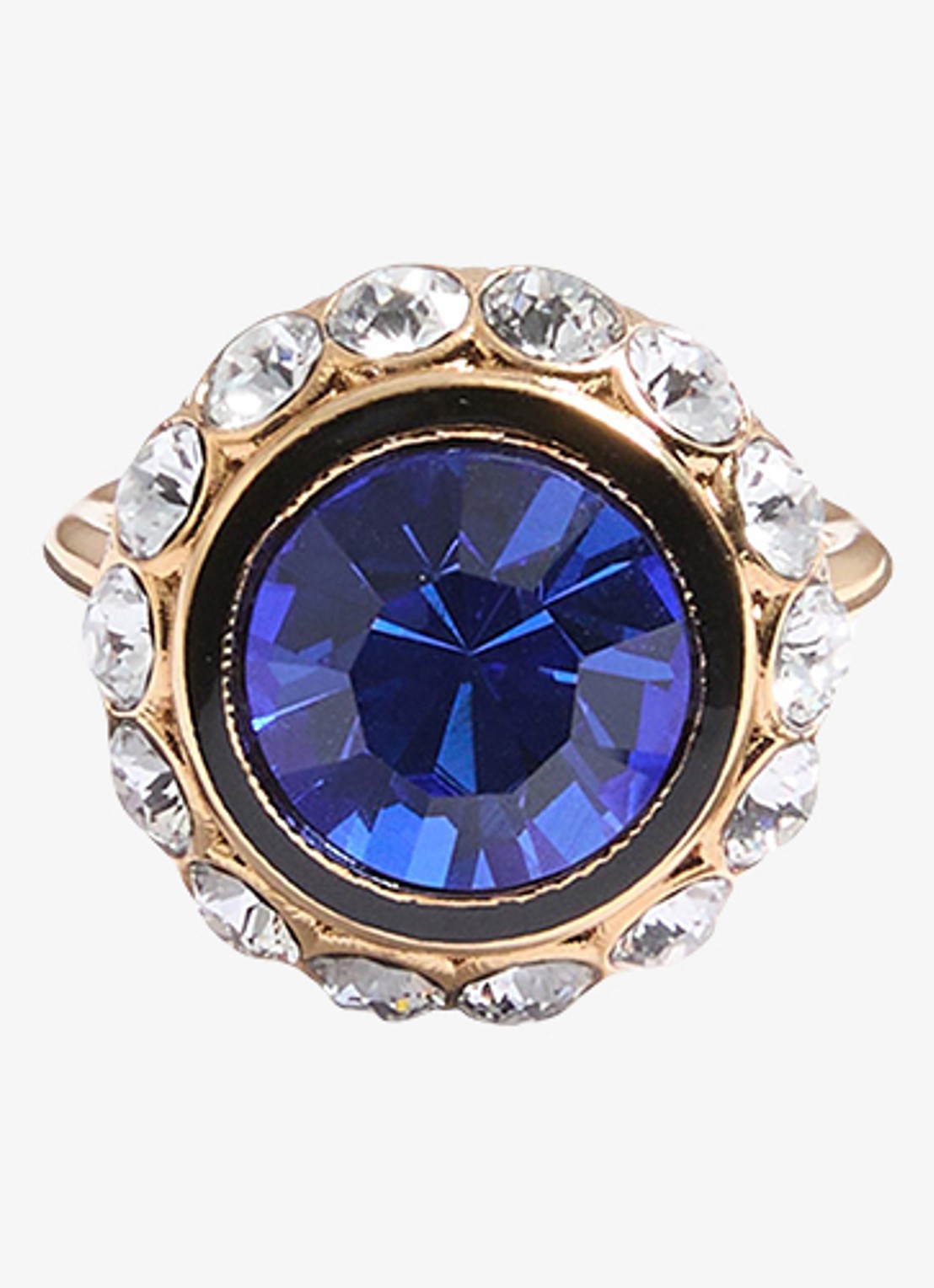 Valentino Garavani Ring met kristal - voorkant donkerblauw