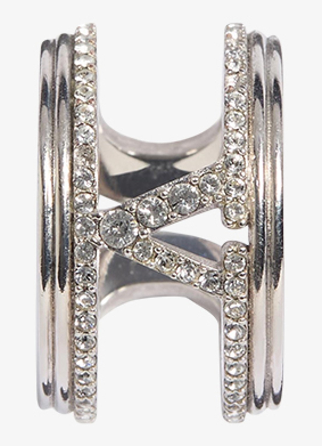 Valentino Garavani Ring met logo en kristal - detail 3 zilver