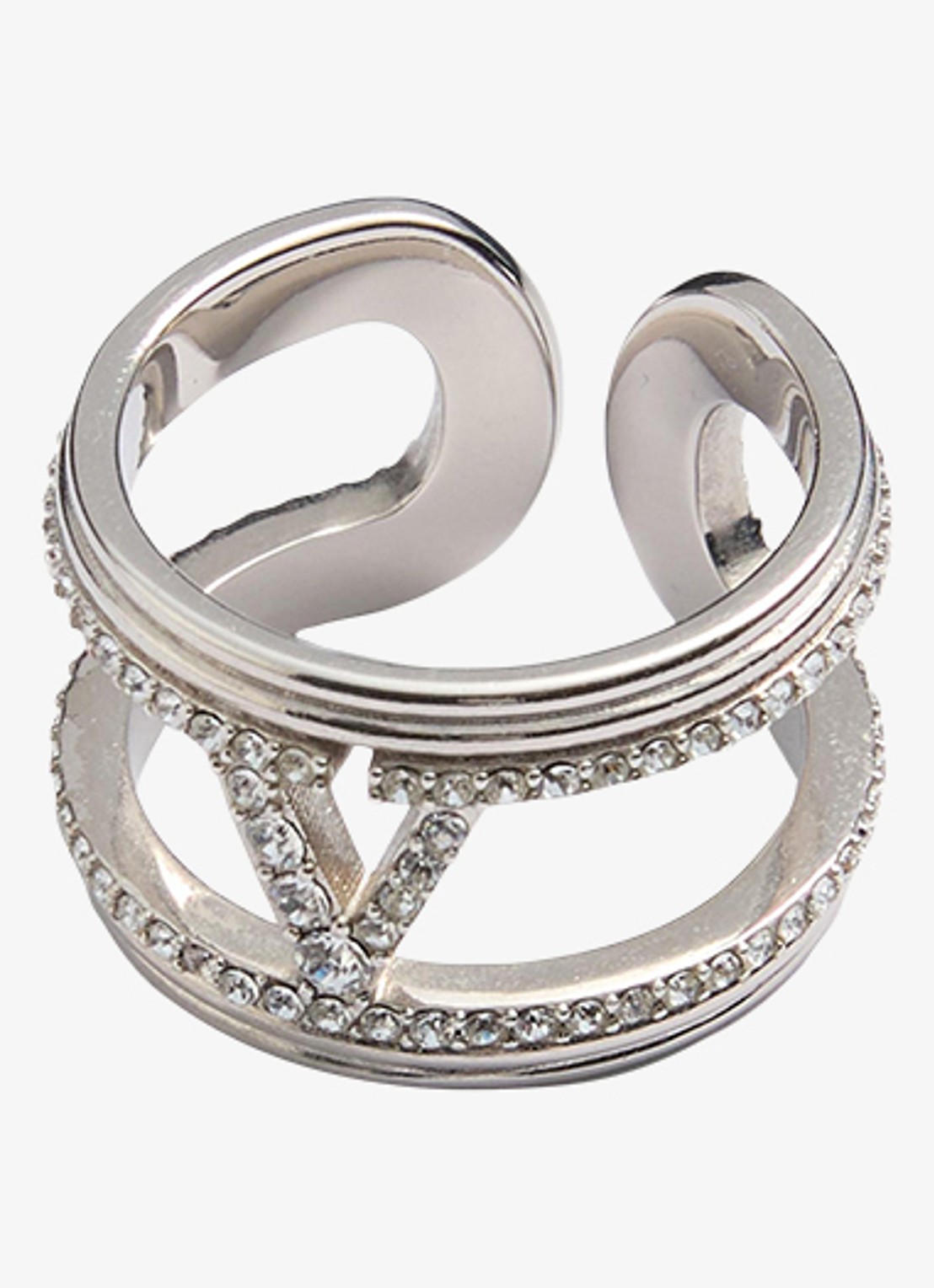 Valentino Garavani Ring met logo en kristal - detail 4 zilver