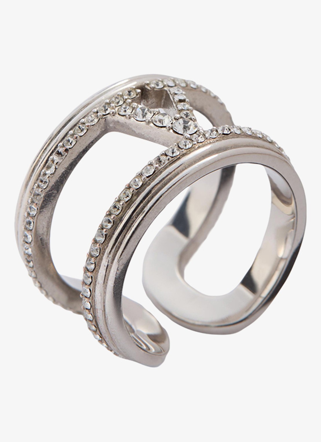 Valentino Garavani Ring met logo en kristal - detail 5 zilver