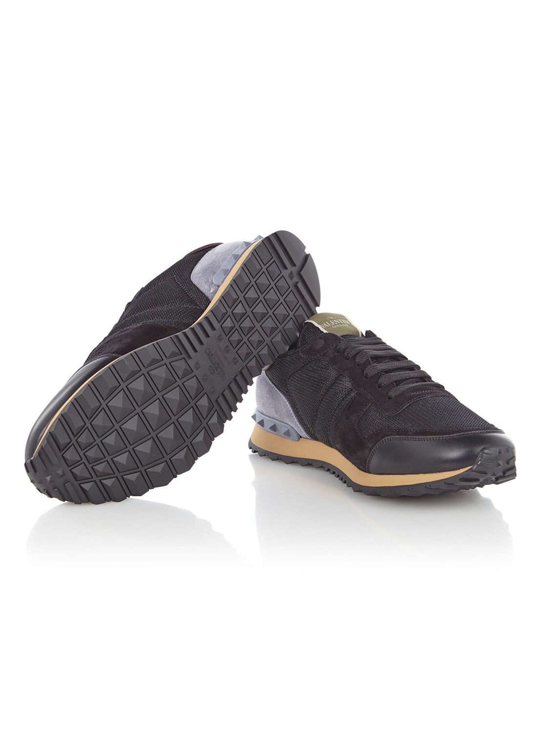 Valentino Garavani Rockrunner sneaker met suède details - detail 3 zwart