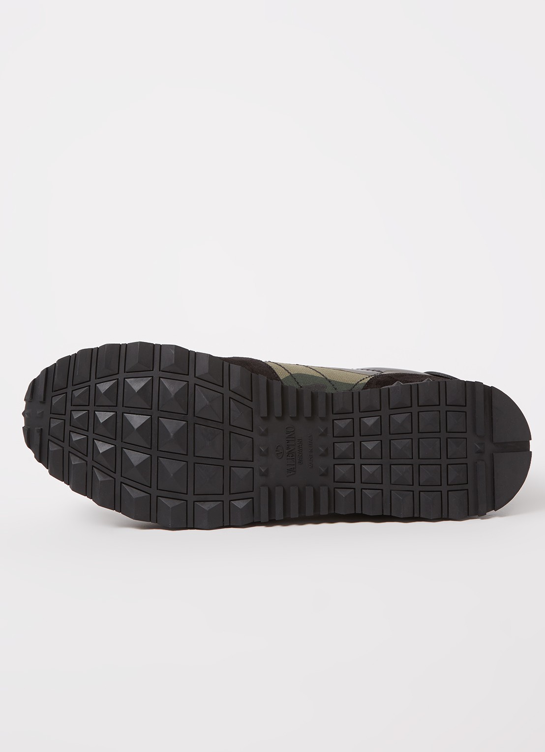 Valentino Garavani Rockrunner sneaker van leer met suède details - detail 7 legergroen