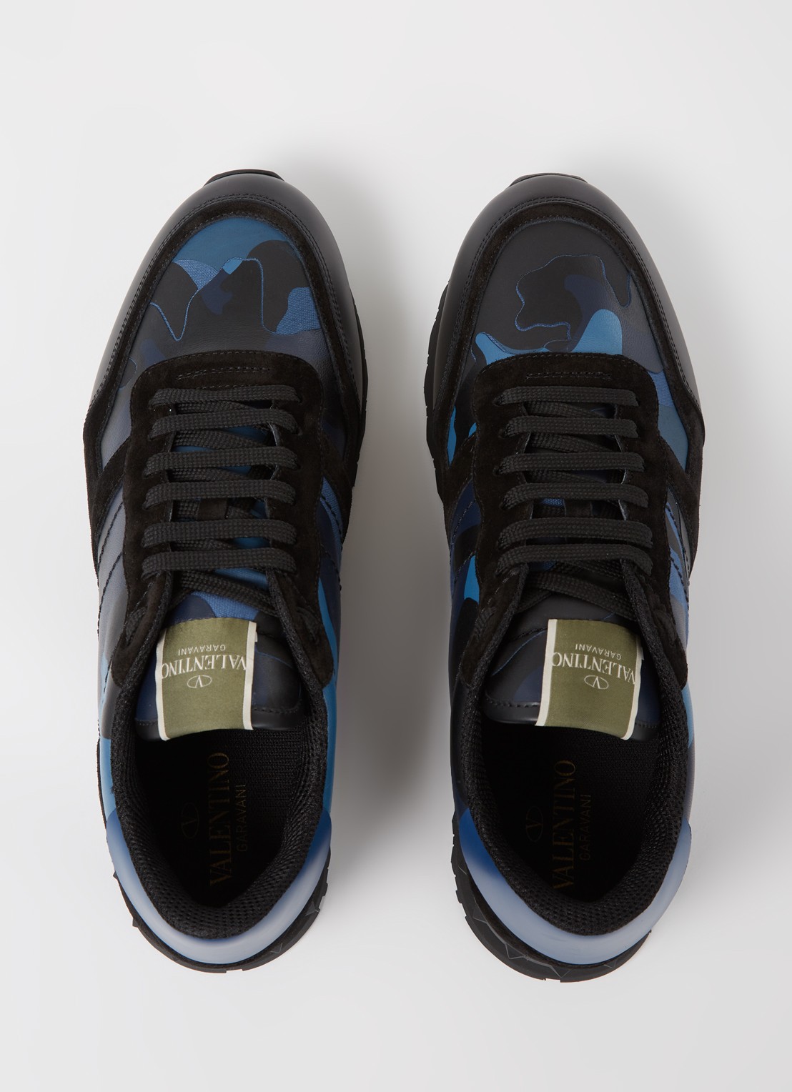 Valentino Garavani Rockrunner sneaker van leer met suède details - detail 5 blauw