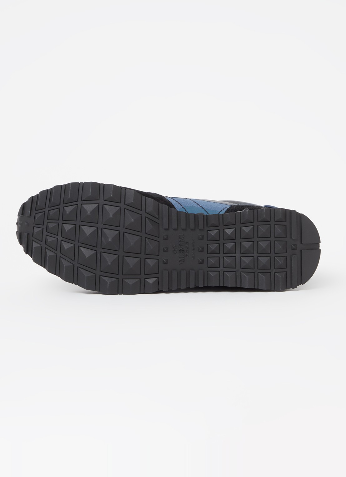 Valentino Garavani Rockrunner sneaker van leer met suède details - detail 5 donkerblauw