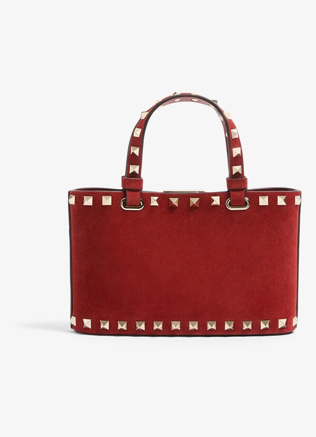 Valentino Garavani Rockstud mini handtas van suède - achterkant 6 rood