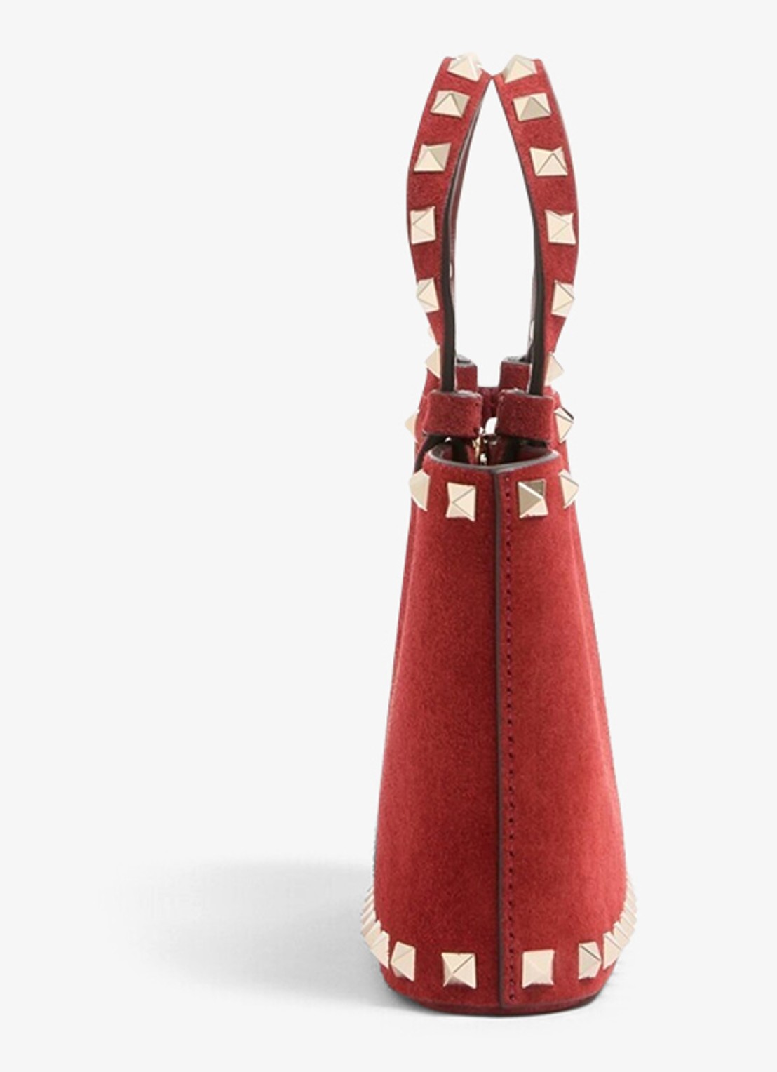 Valentino Garavani Rockstud mini handtas van suède - detail 3 rood