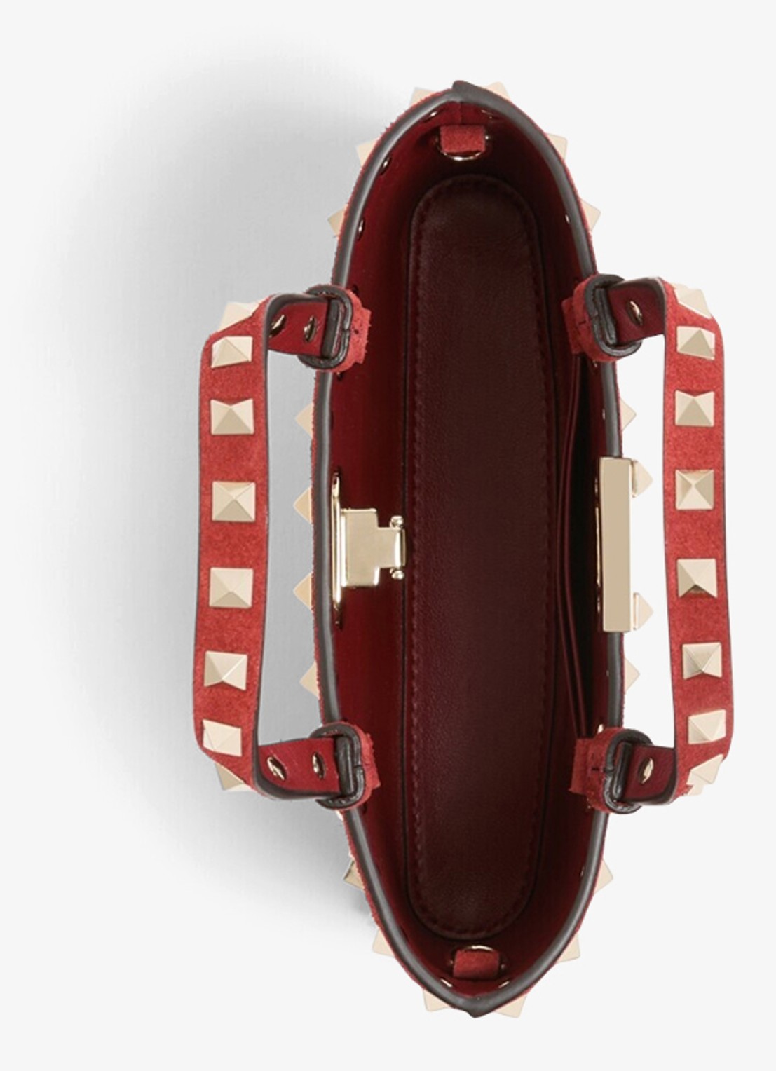 Valentino Garavani Rockstud mini handtas van suède - detail 4 rood