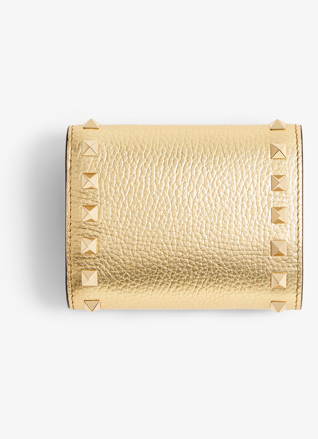 Valentino Garavani Rockstud portemonnee van kalfsleer met metallic finish - achterkant 5 goud
