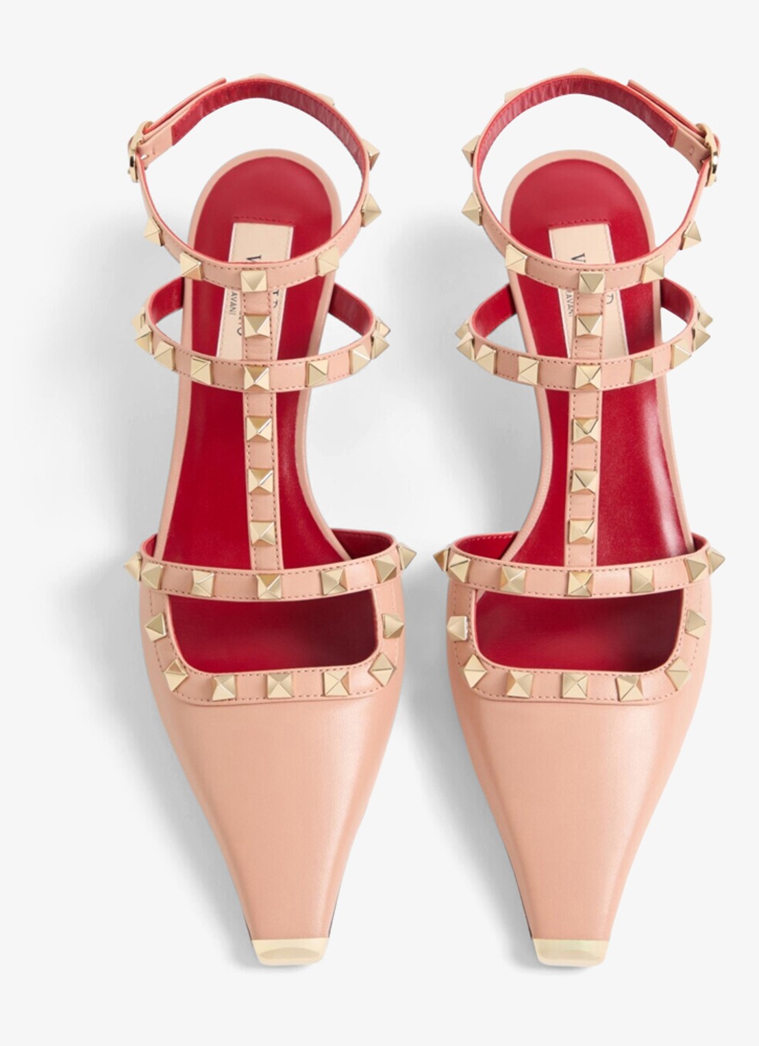 Valentino Garavani Rockstud sandalette van geitenleer met studs - detail 4 roze