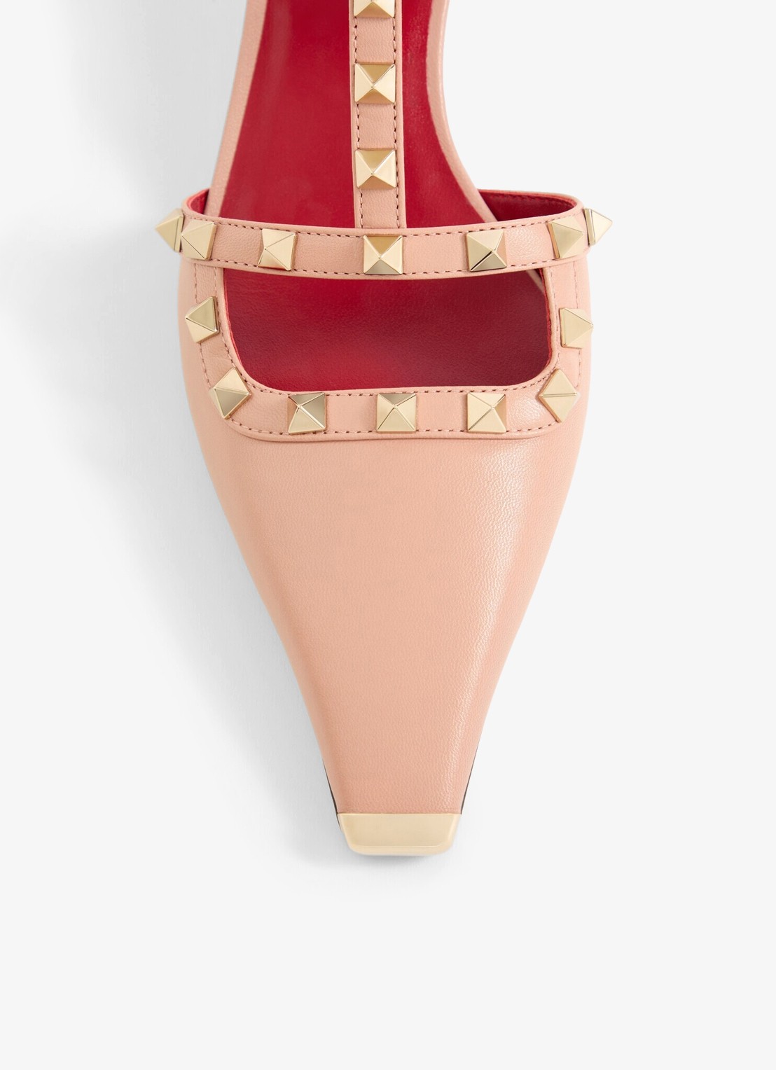 Valentino Garavani Rockstud sandalette van geitenleer met studs - detail 5 roze