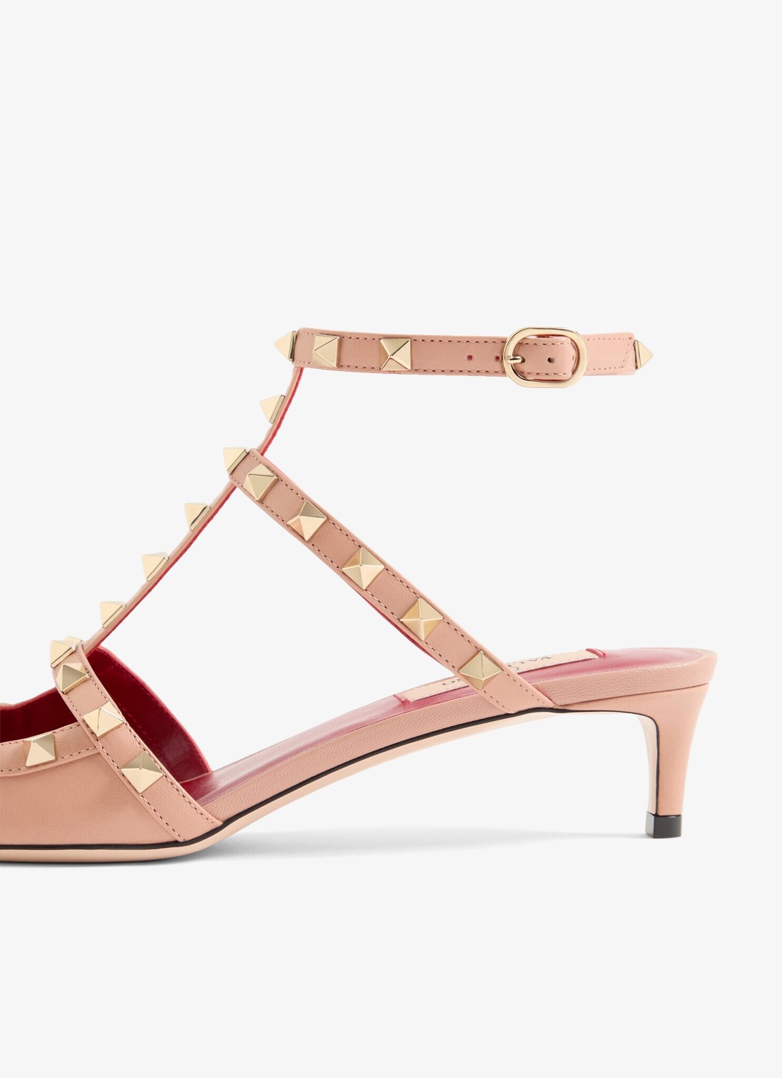 Valentino Garavani Rockstud sandalette van geitenleer met studs - detail 6 roze