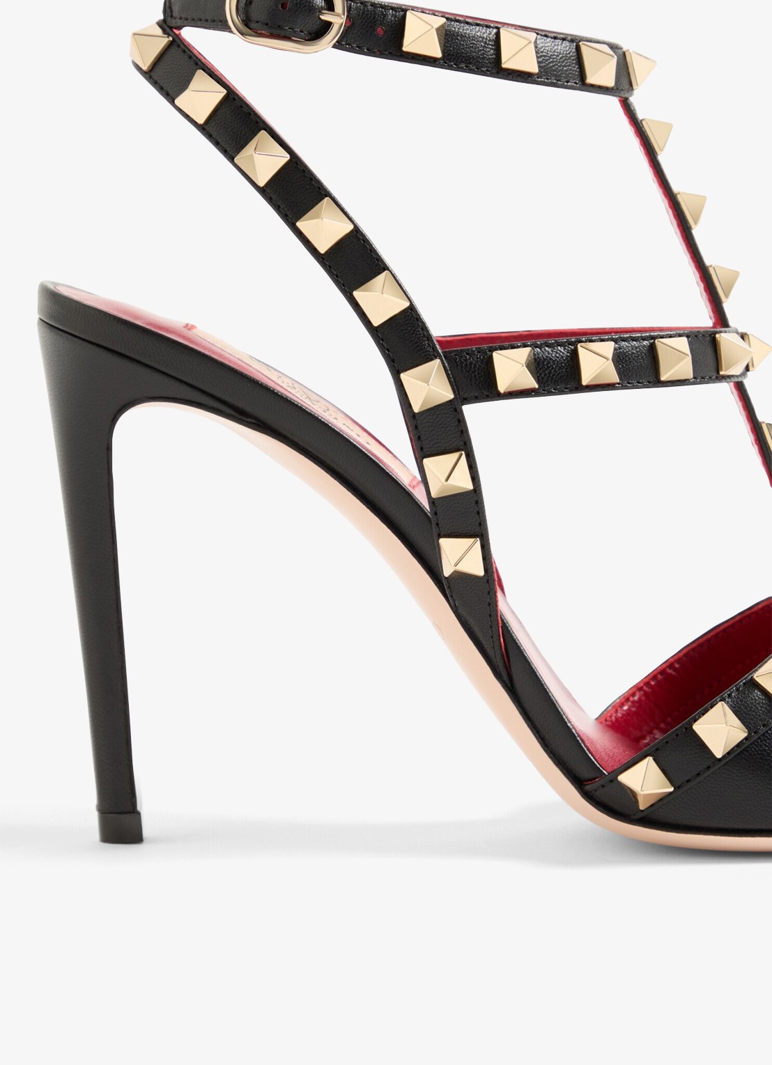 Valentino Garavani Rockstud sandalette van geitenleer met studs - detail 6 zwart