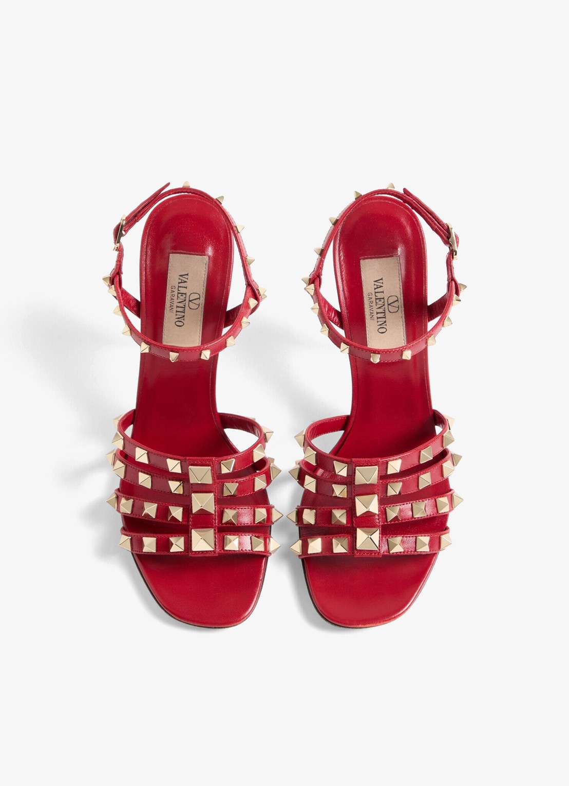 Valentino Garavani Rockstud sandalette van geitenleer met studs - detail 4 rood