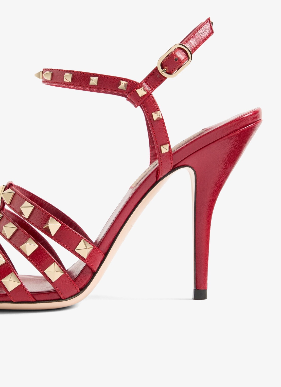 Valentino Garavani Rockstud sandalette van geitenleer met studs - detail 6 rood