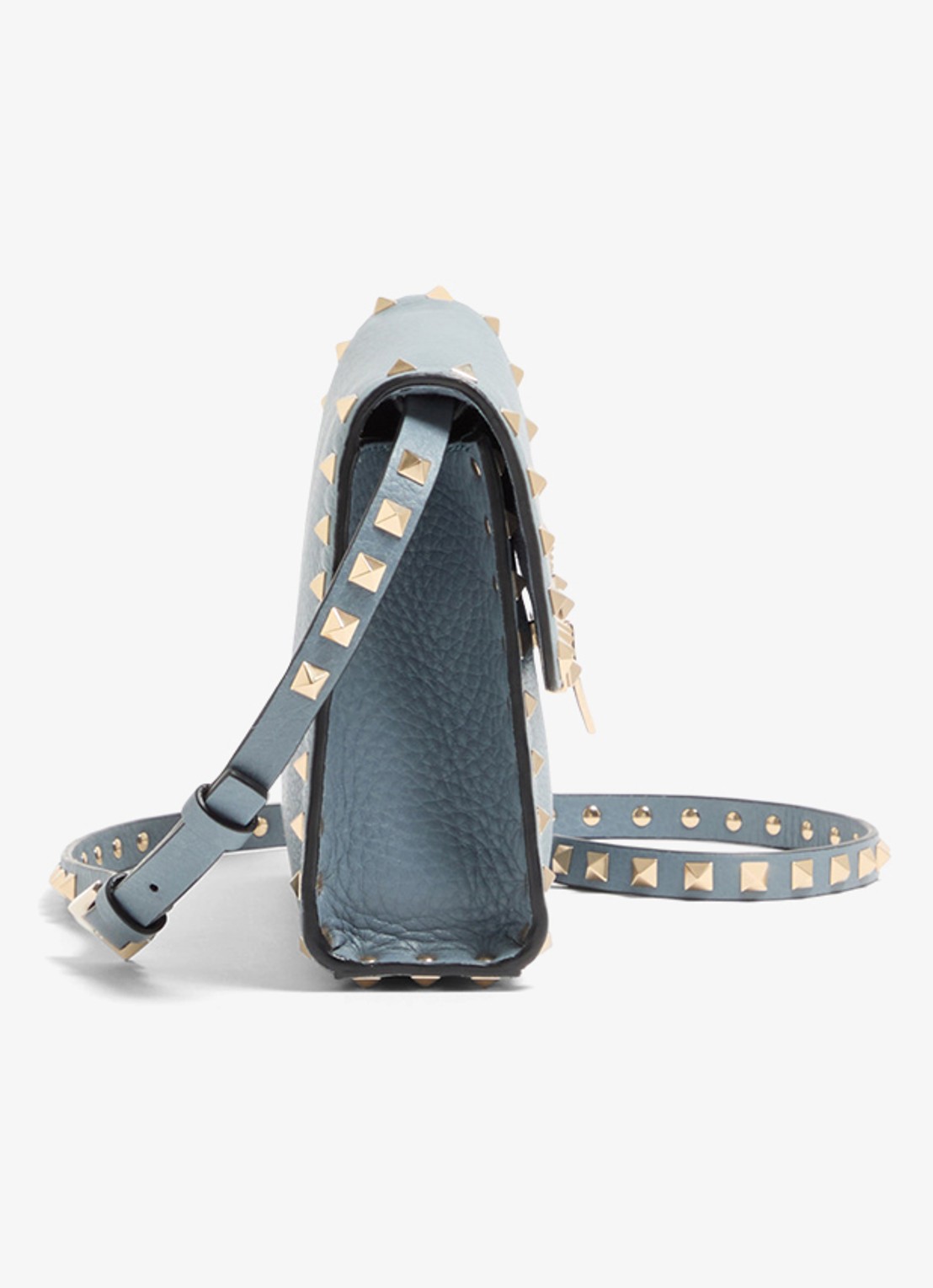 Valentino Garavani Rockstud Small crossbodytas van kalfsleer met studs - detail 3 blauwgrijs