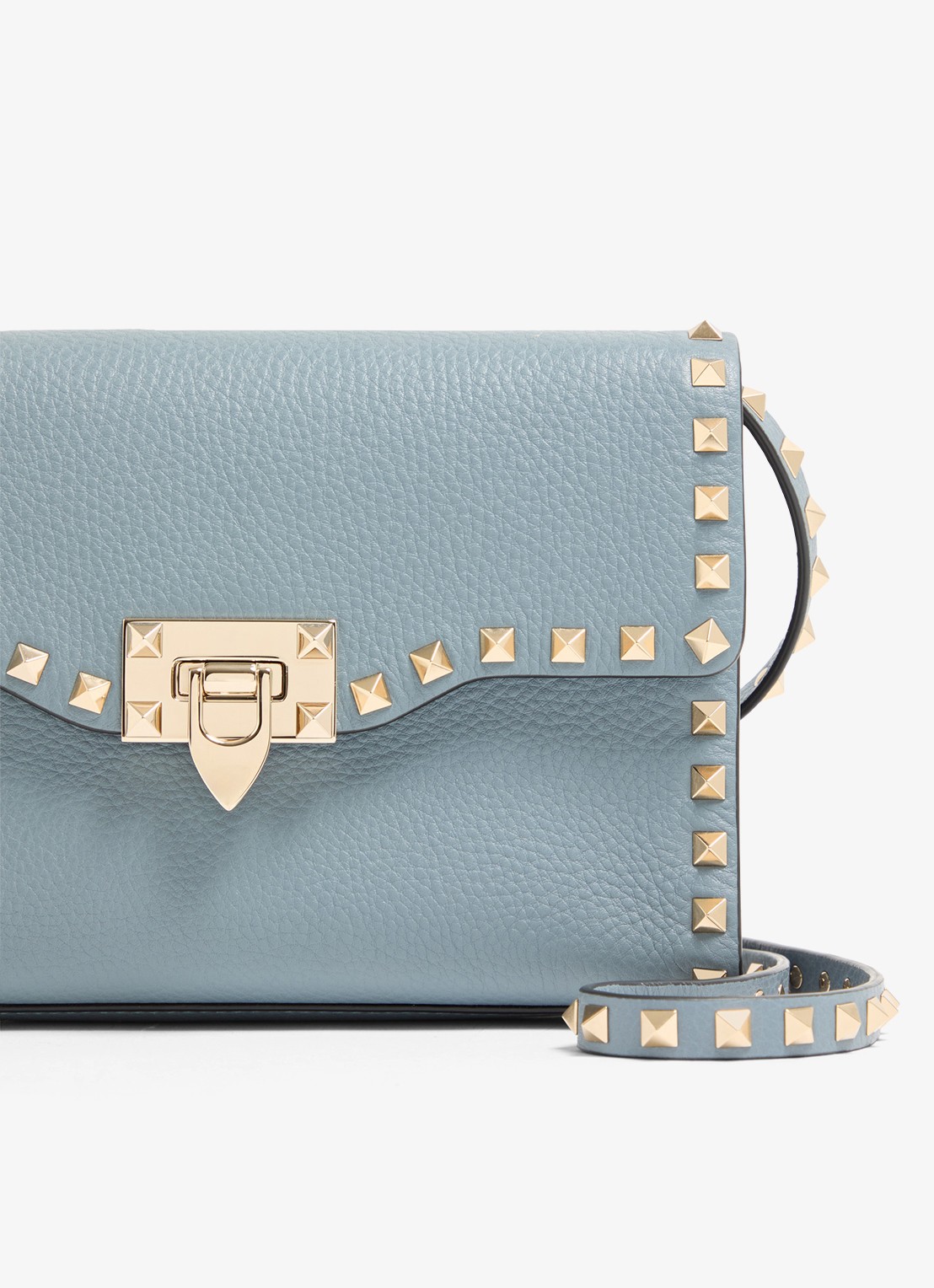 Valentino Garavani Rockstud Small crossbodytas van kalfsleer met studs - detail 5 blauwgrijs