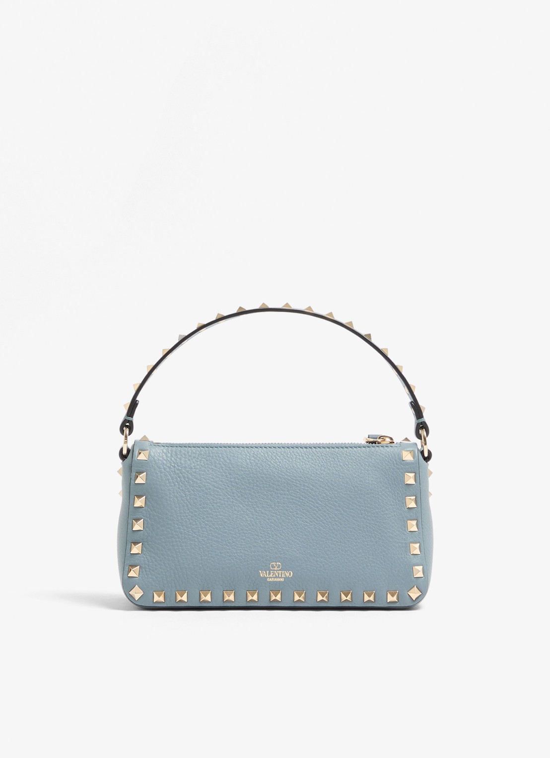 Valentino Garavani Rockstud Small handtas van kalfsleer met studs - achterkant 6 blauwgrijs