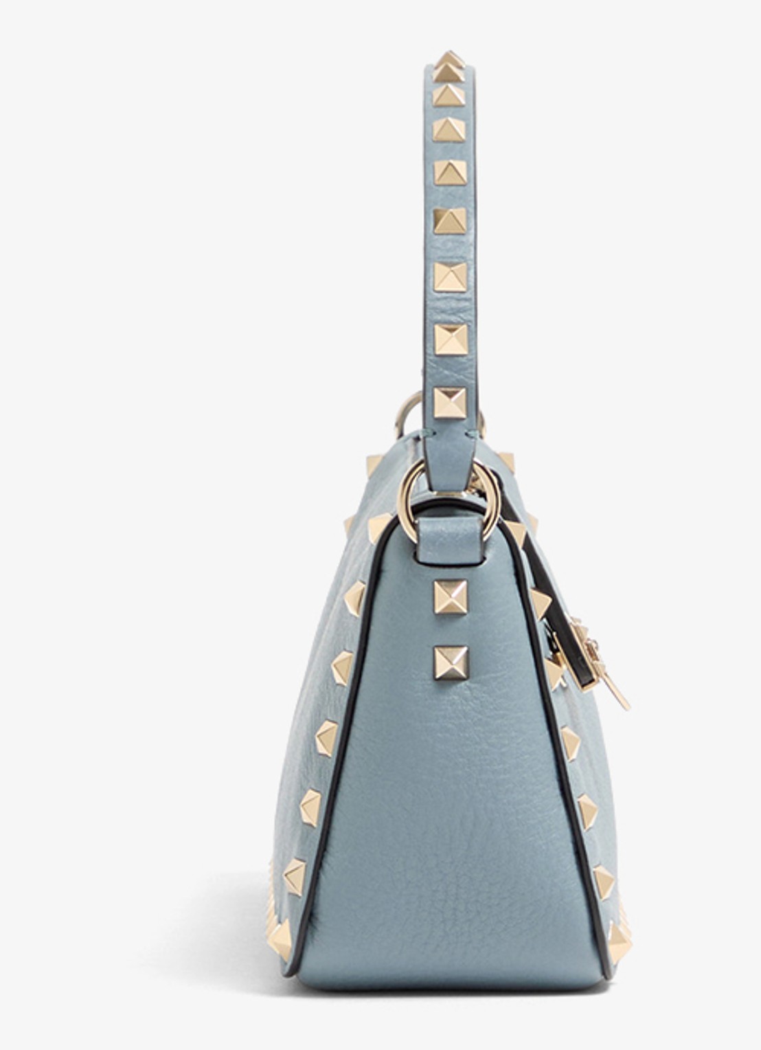 Valentino Garavani Rockstud Small handtas van kalfsleer met studs - detail blauwgrijs