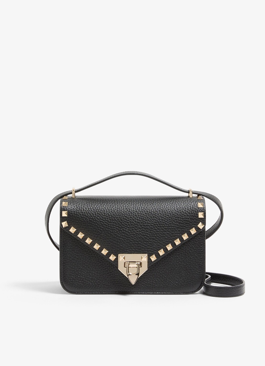 Valentino Garavani Rockstud Small schoudertas van kalfsleer - voorkant zwart