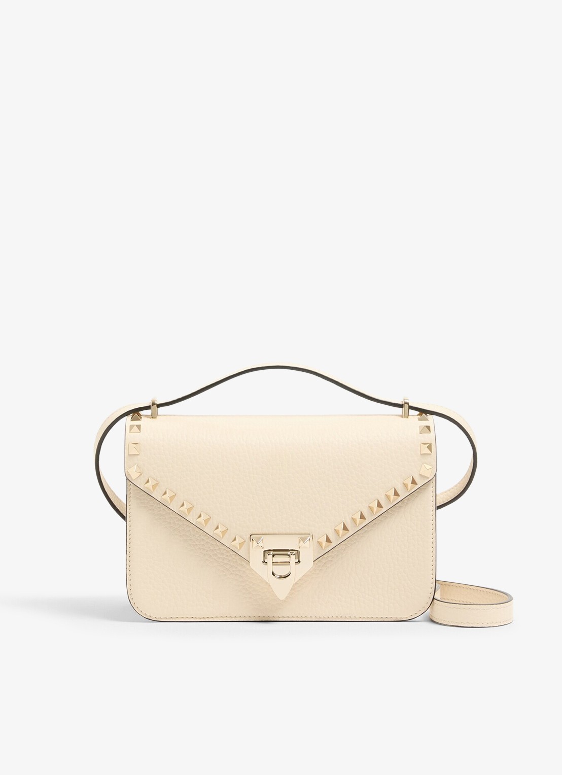 Valentino Garavani Rockstud Small schoudertas van kalfsleer - voorkant creme