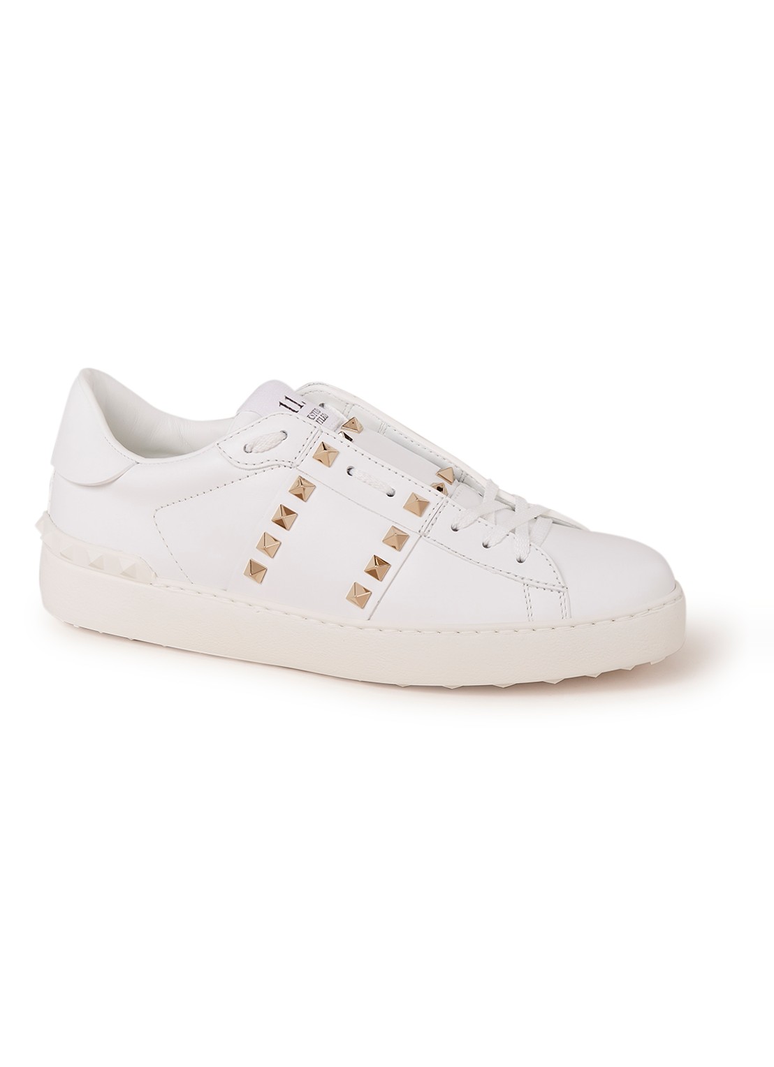 Valentino Garavani Rockstud Untitled sneaker van kalfsleer met studs - voorkant wit