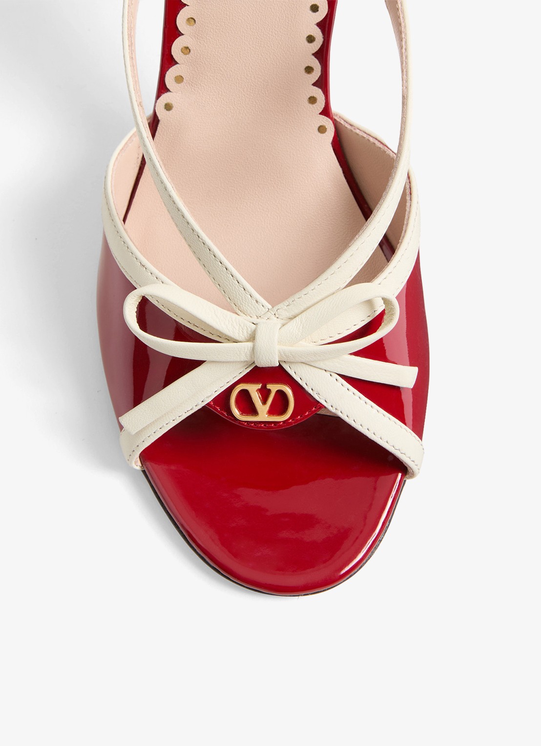 Valentino Garavani Sandalette van geitenleer met lakleren details - detail 3 rood
