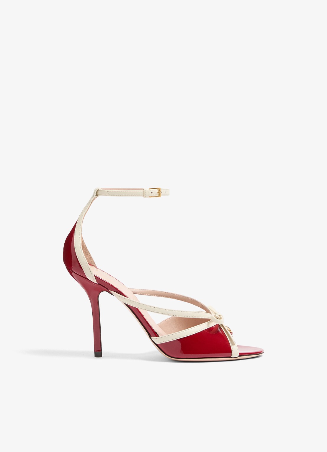 Valentino Garavani Sandalette van geitenleer met lakleren details - voorkant 5 rood