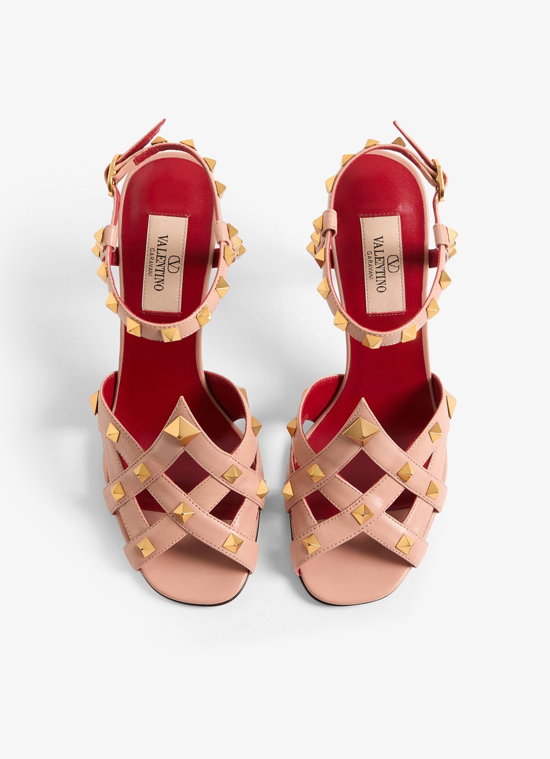 Valentino Garavani Sandalette van geitenleer met studs - detail 2 oudroze