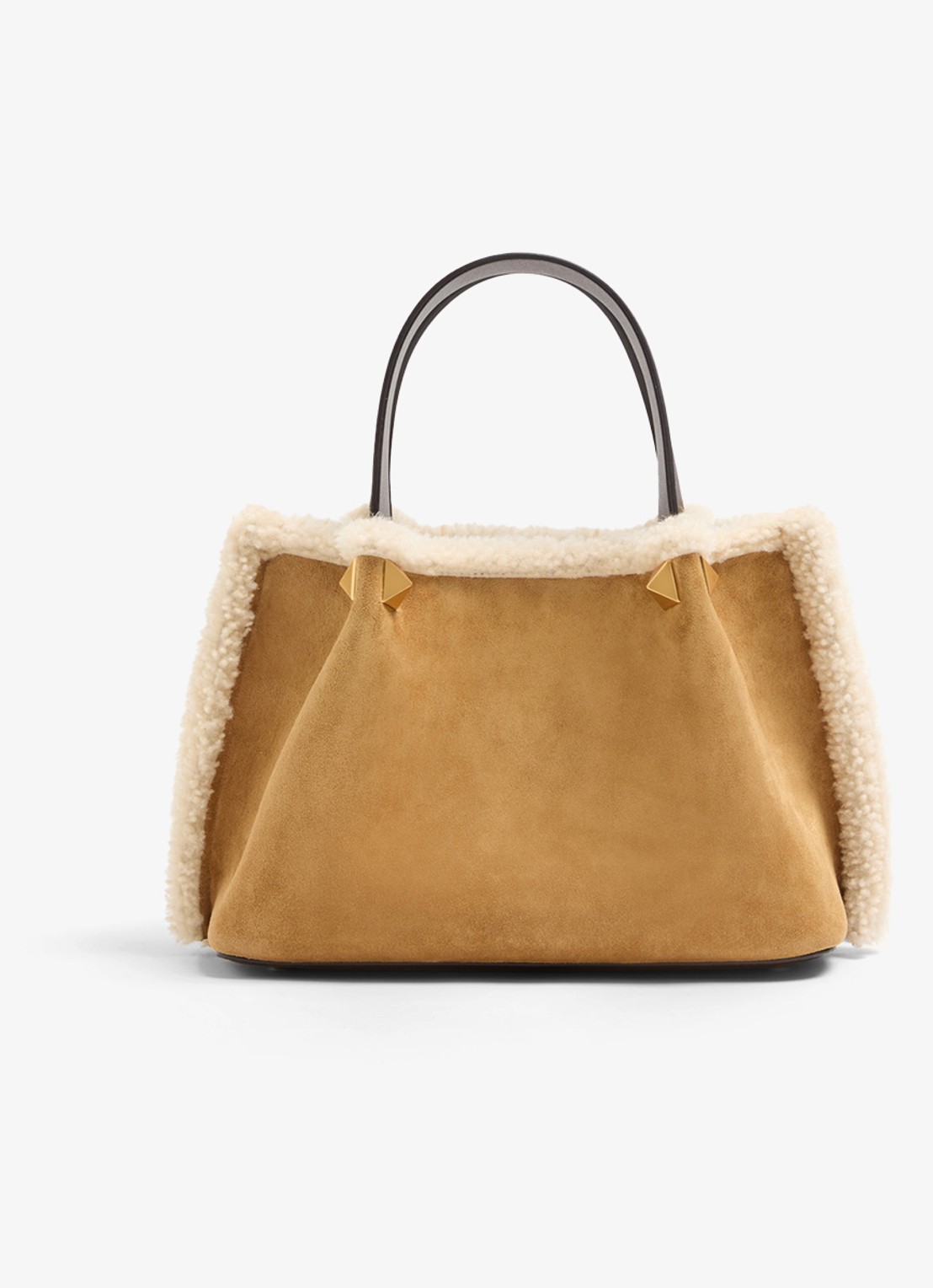 Valentino Garavani Shopper van kalfssuède met bloemborduring - achterkant camel