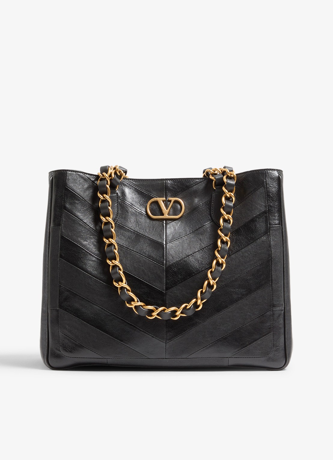 Valentino Garavani Shopper van lamsleer - voorkant 5 zwart