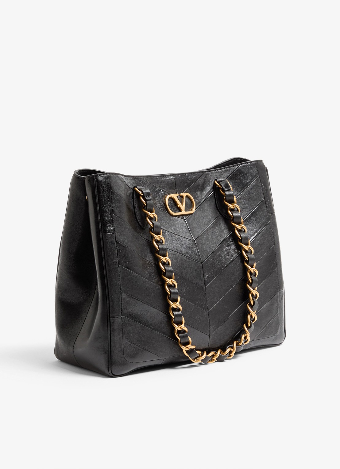 Valentino Garavani Shopper van lamsleer - voorkant 6 zwart
