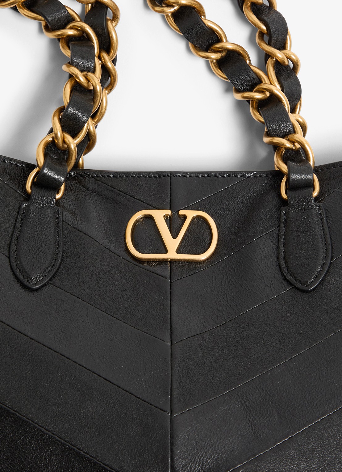 Valentino Garavani Shopper van lamsleer - detail 5 zwart