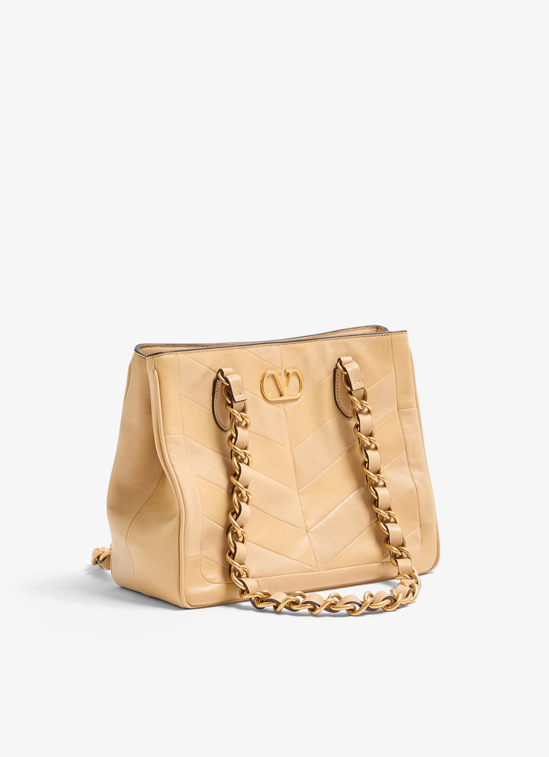 Valentino Garavani Shopper van lamsleer - voorkant 2 beige